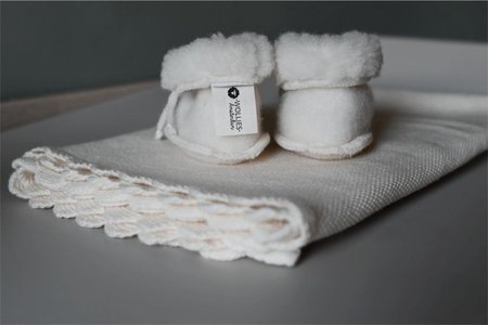 WOLLIES Amsterdam Baby Dekentje - 100% Merino Wol - 85x70cm - Ecru